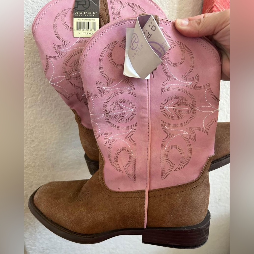 Kids Roper Western Boots (pink & brown)